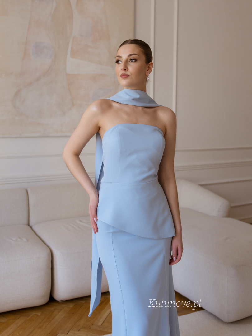 Aurielle - minimalistyczny błękitny 3 częściowy komplet damski 