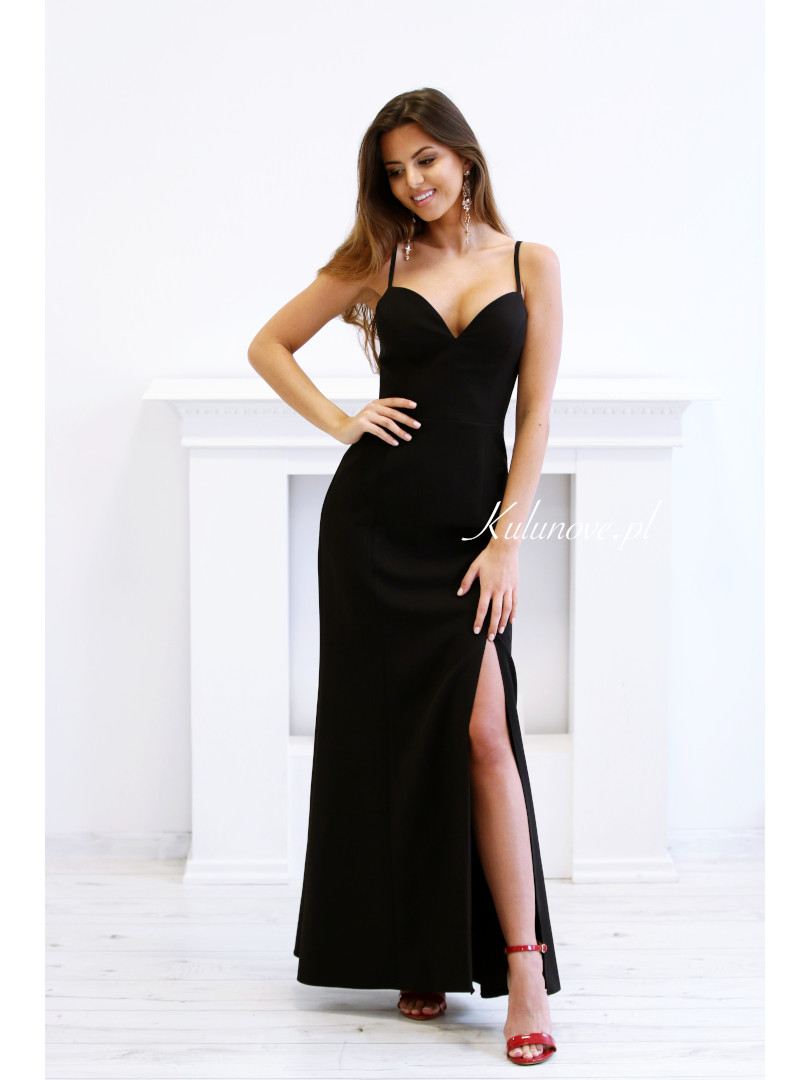 Marika - elegancka, czarna sukienka z pięknym dekoltem - Kulunove zdjęcie 1