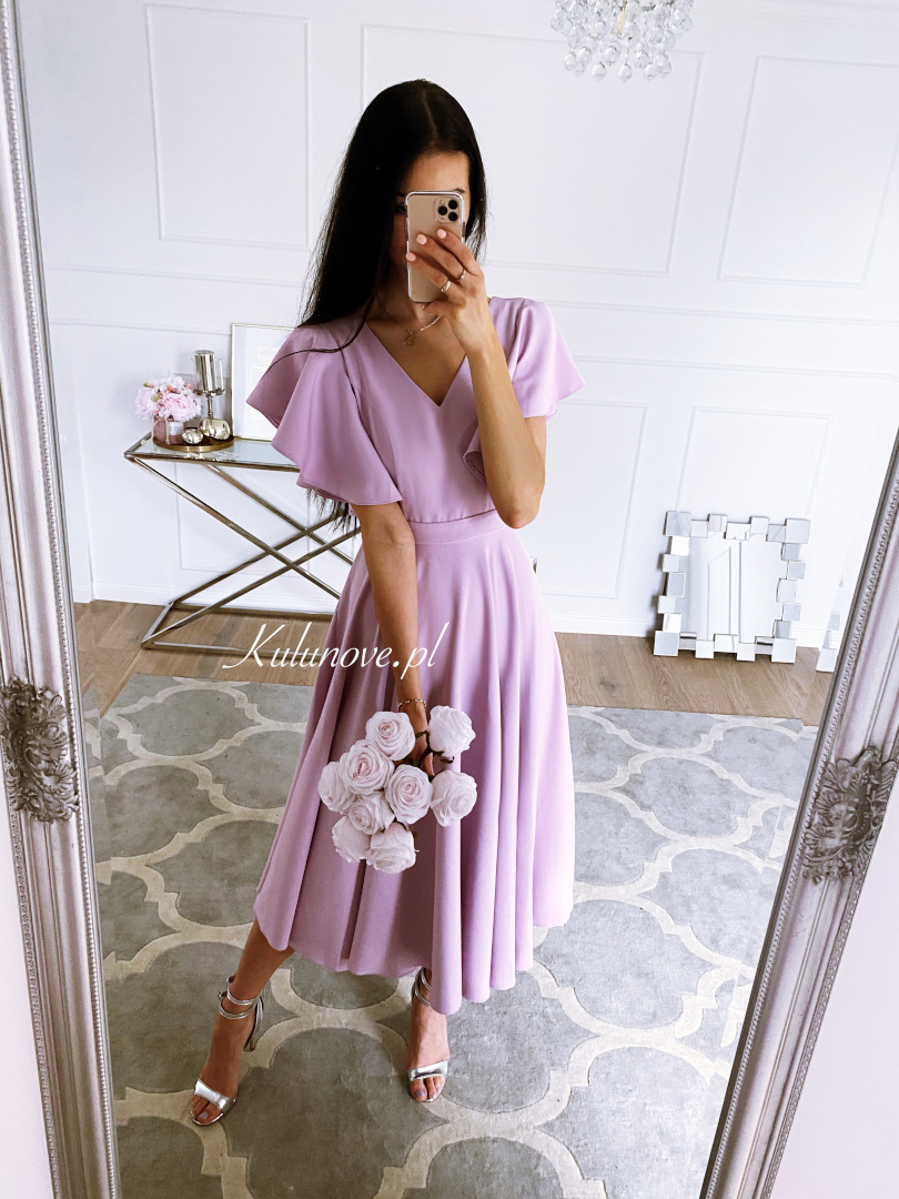 Isabella - sukienka midi w kolorze wrzosowym - Kulunove zdjęcie 3