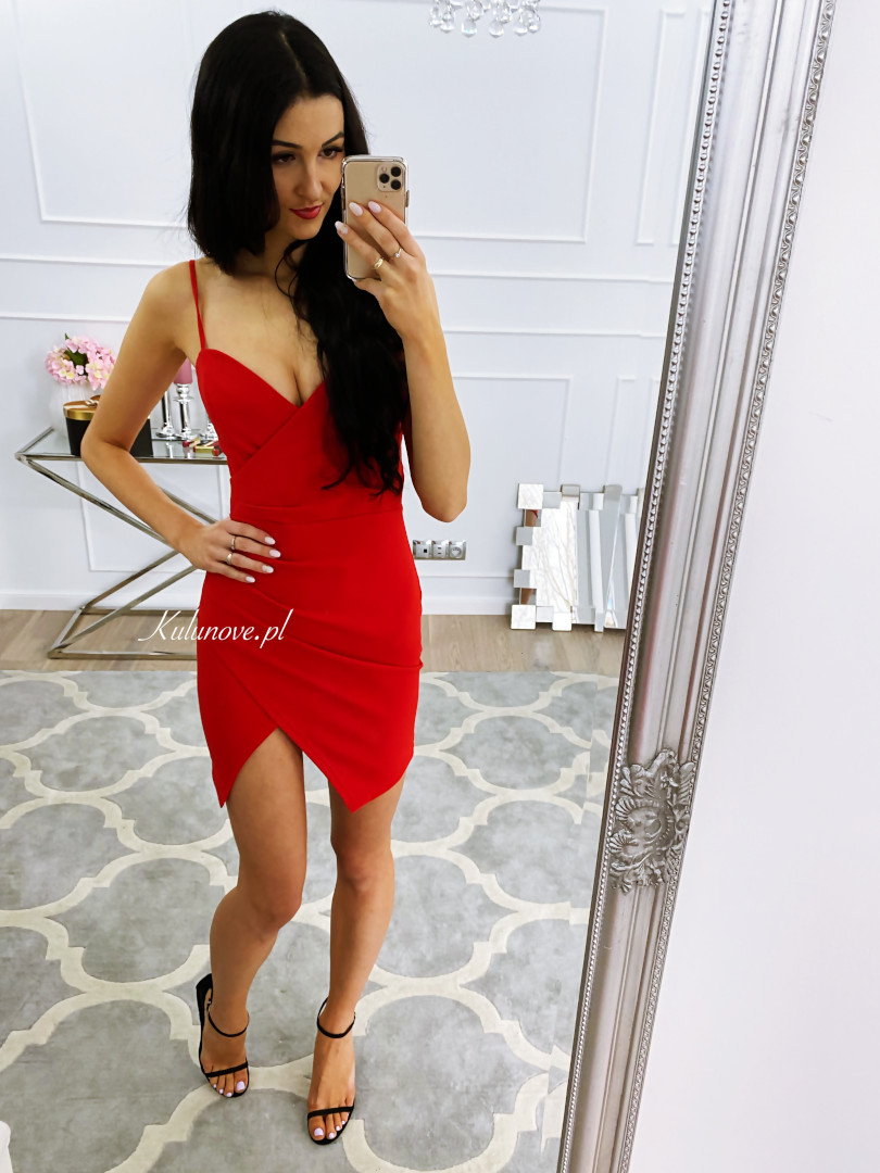 Marina - czerwona sukienka na zakładkę - Kulunove zdjęcie 4