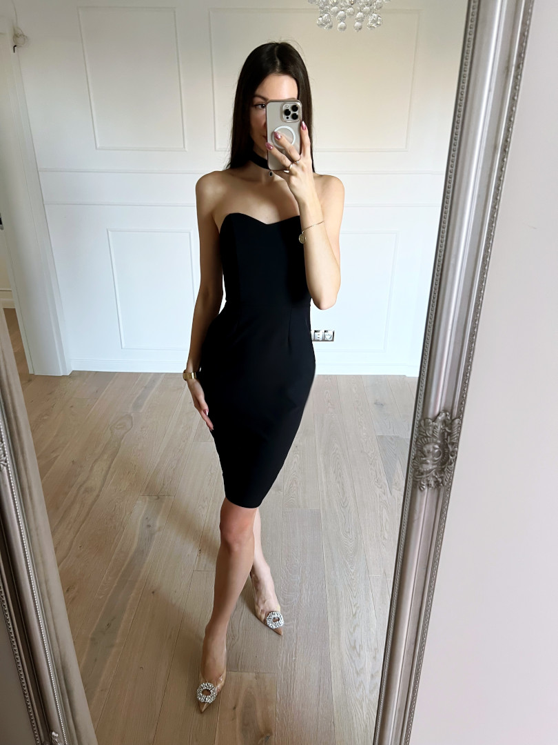 Leandra  mini - mała czarna sukienka z gorsetem przed kolano - Kulunove zdjęcie 4