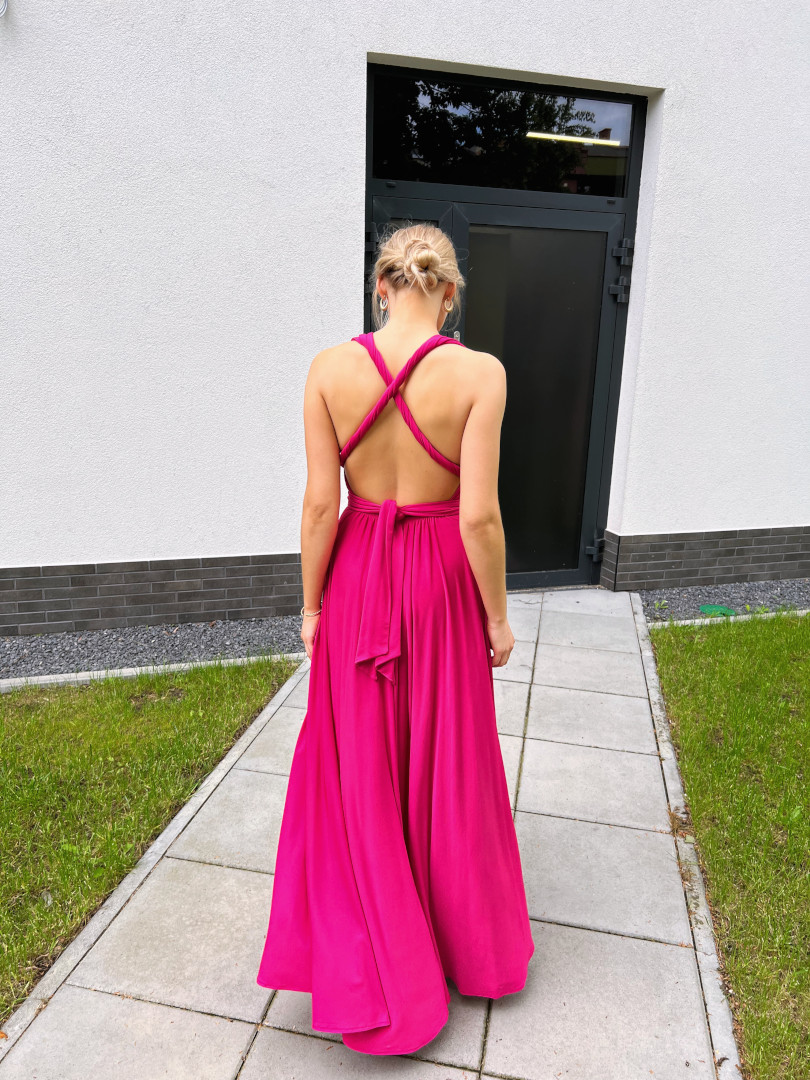 Nemezis - długa sukienka w kolorze fuksji wiązana na wiele sposobów - Kulunove zdjęcie 4