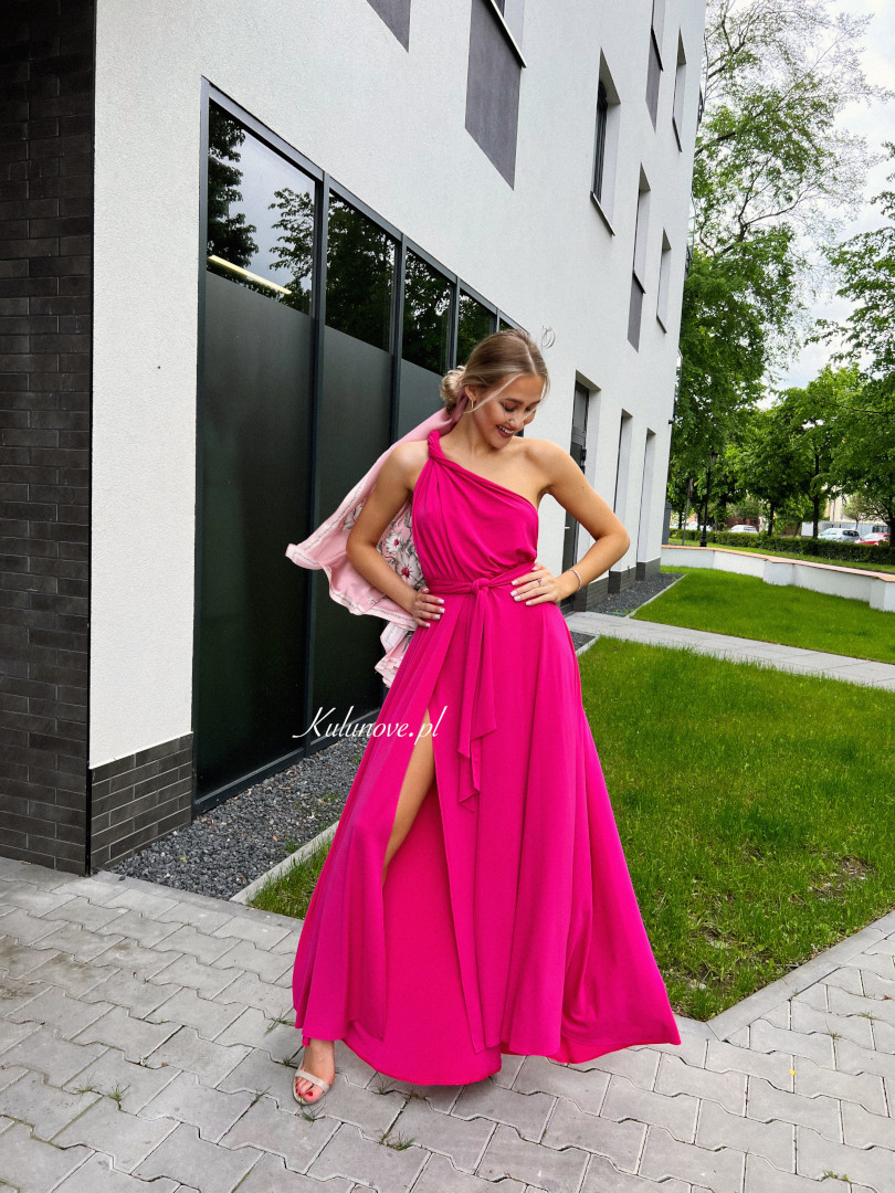 Nemezis - długa sukienka w kolorze fuksji wiązana na wiele sposobów - Kulunove zdjęcie 1