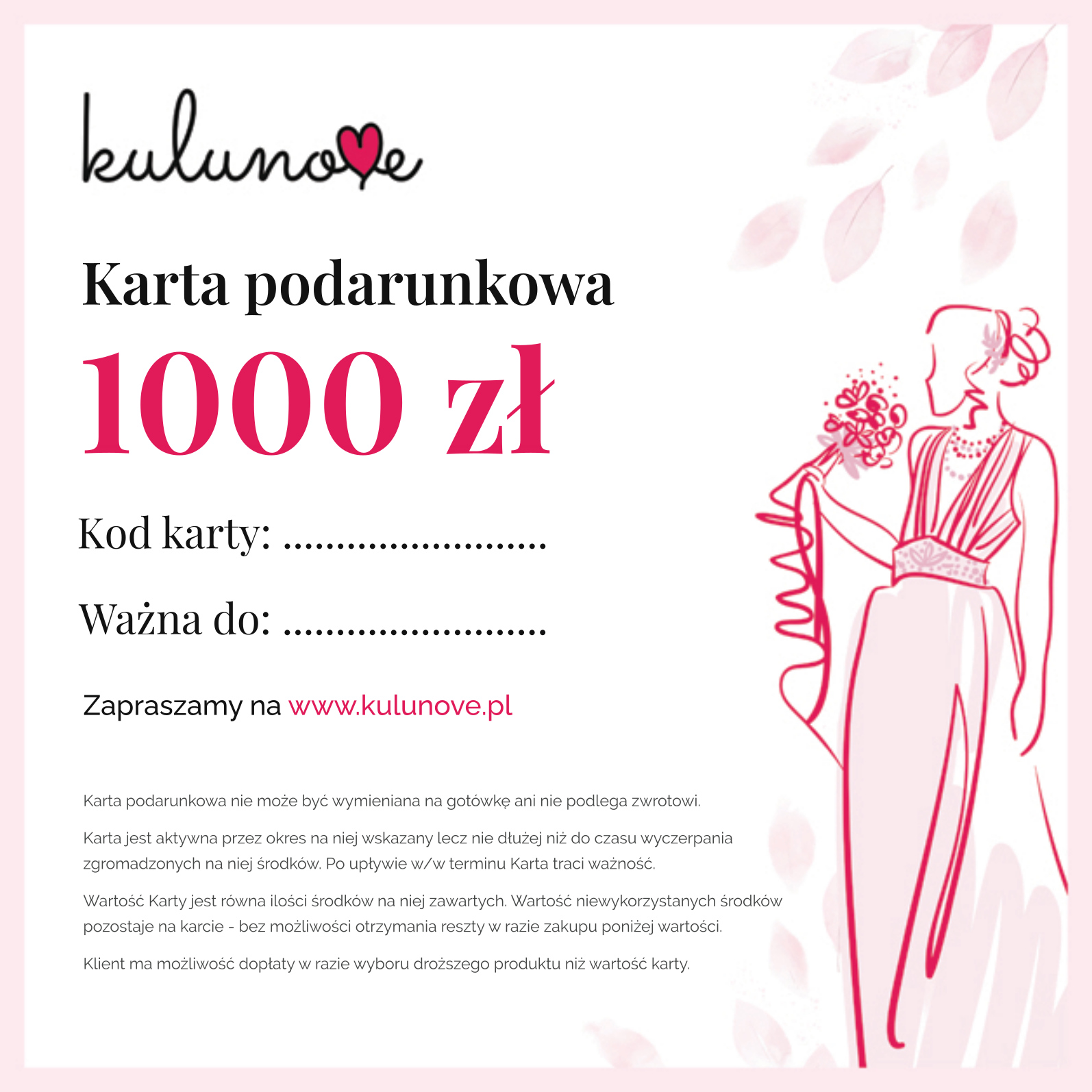 Karta podarunkowa Bon towarowy 1000 zł Kulunove