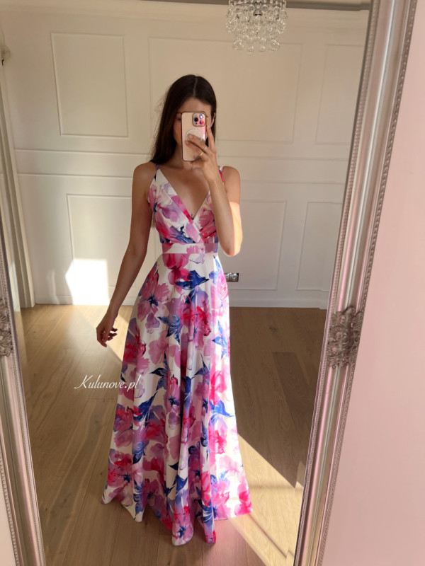 Lavender - zwiewna subtelna sukienka letnia maxi w kwiaty