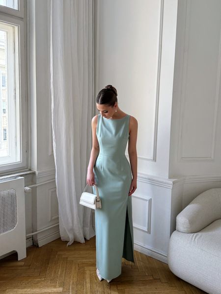 Virginia - stylowa sukienka maxi o minimalistycznym kroju w kolorze miętowym